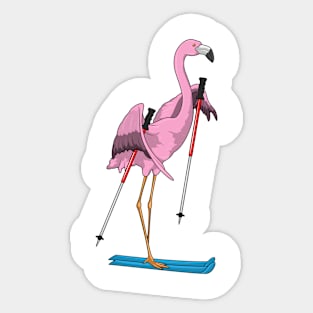 Flamingo Skier Ski Sticker